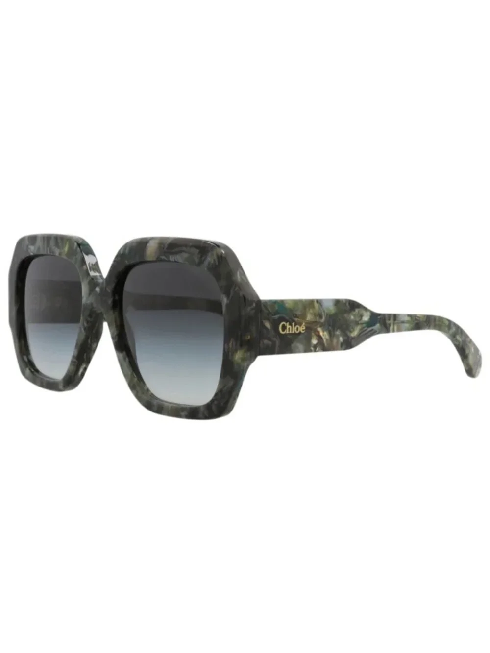 New Chloé Women's Sunglasses Square Rectangle Recycled Acetate Frame Green Green